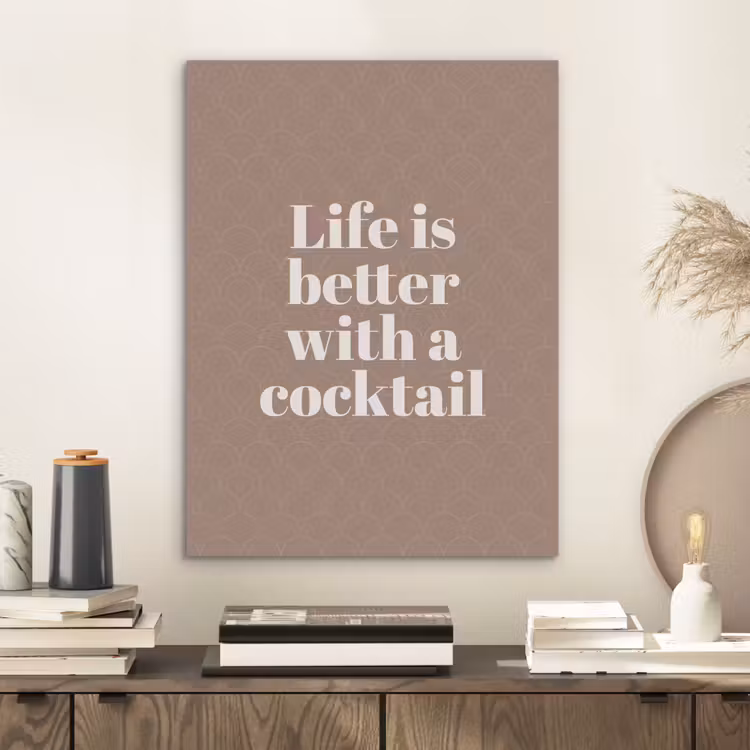 Cocktail - Tekst - Patroon - Wit PET vilt klein -sfeer1
