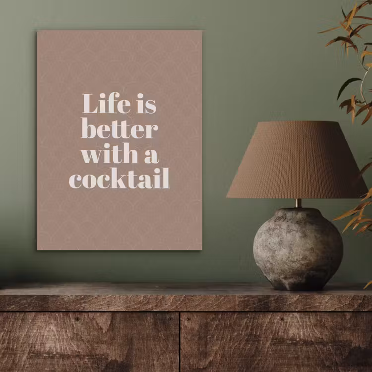 Cocktail - Tekst - Patroon - Wit PET vilt klein -sfeer2