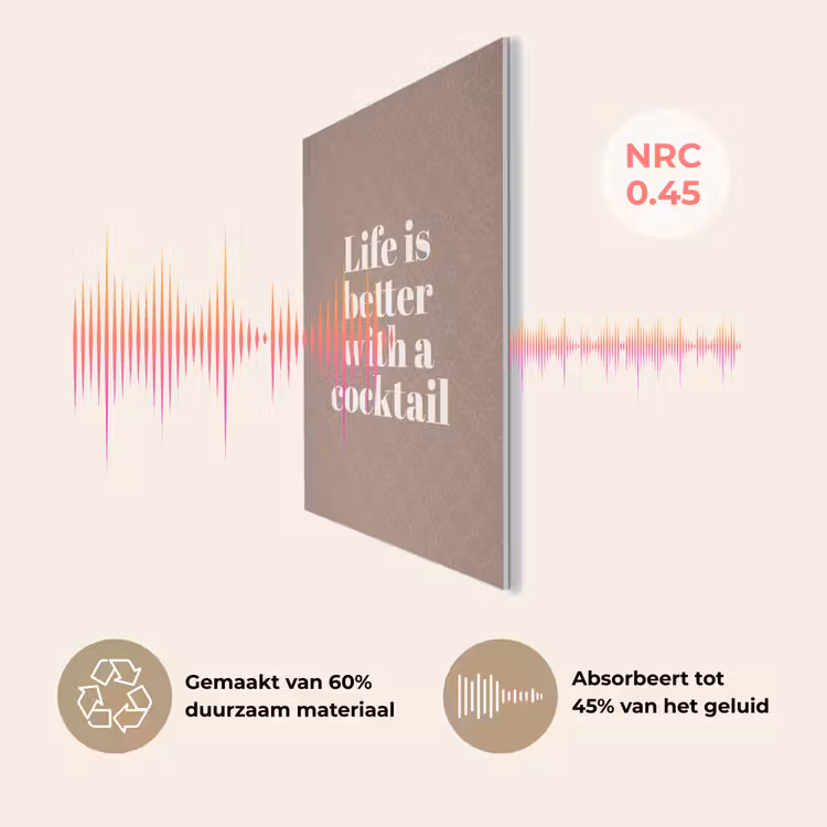 Cocktail - Tekst - Patroon - Wit PET vilt klein -USP_NL