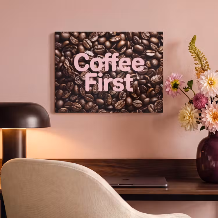 Coffee First - Koffiebonen - Roze PET vilt klein -sfeer3