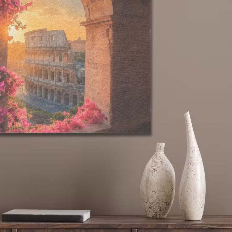 Colosseum - Rome - Roze Bloemen PET vilt klein -sfeer6_closeup