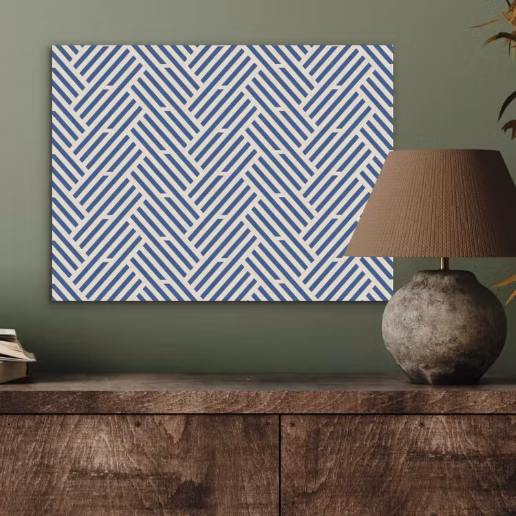 Crème - Blauw - Strepen - Patroon PET vilt klein 837 -sfeer2