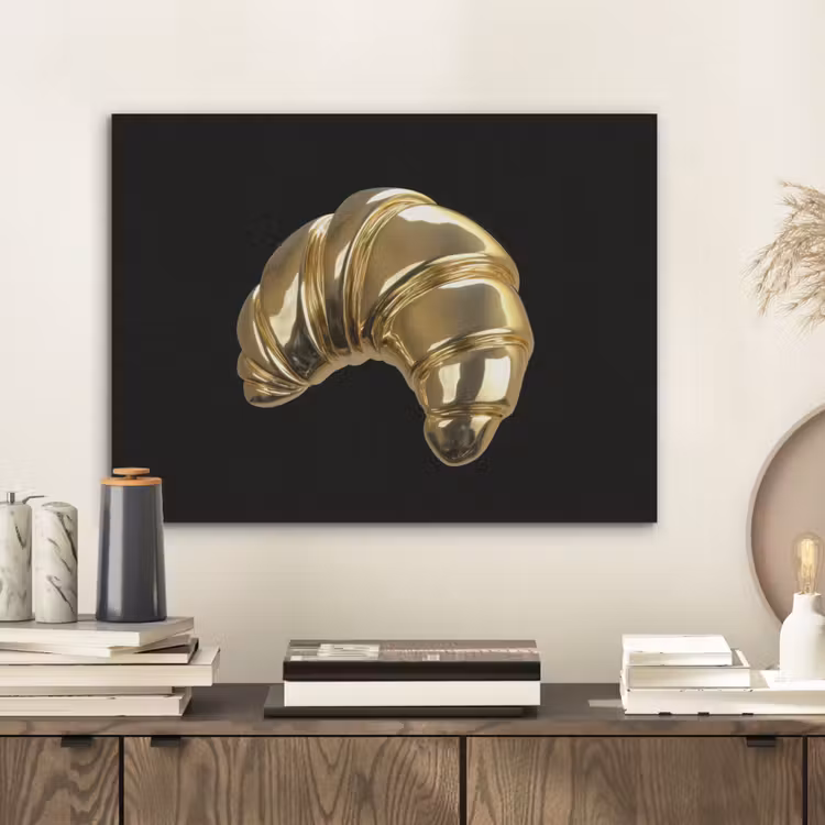 Croissant - Brood - Goud - Zwart PET vilt klein -sfeer1