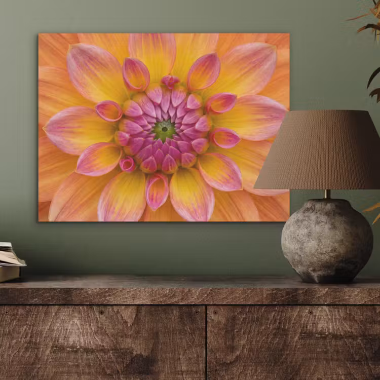 Dahlia - Bloem - Oranje PET vilt klein -sfeer2