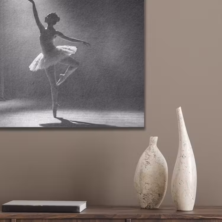 Danser - Podium - Zwart-wit - Kunst - Klassiek PET vilt klein -sfeer6_closeup