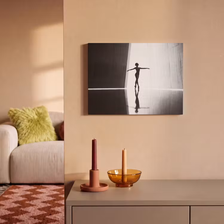 Danser - Silhouette - Kunst - Modern - Zwart-wit PET vilt klein -sfeer1