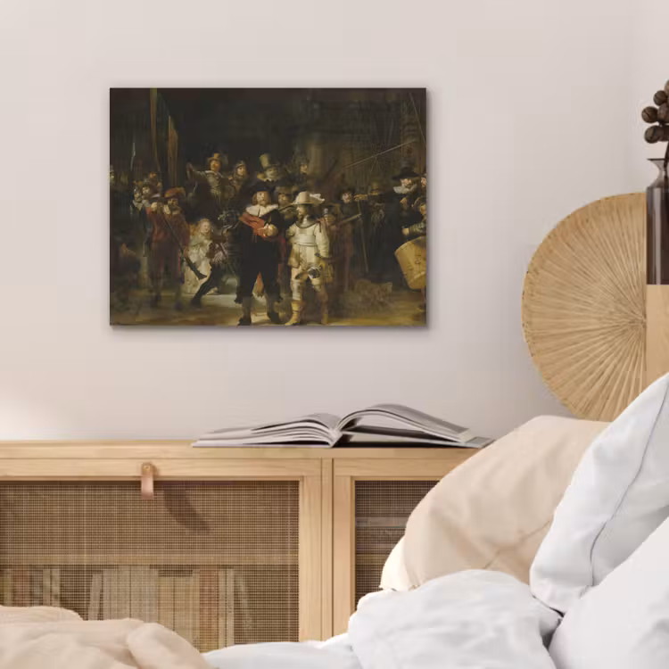 De Nachtwacht - Kunst - Oude meesters - Rembrandt PET vilt klein -sfeer3