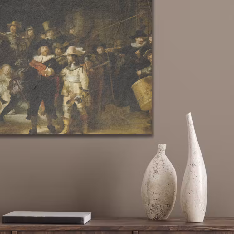 De Nachtwacht - Kunst - Oude meesters - Rembrandt PET vilt klein -sfeer6_closeup