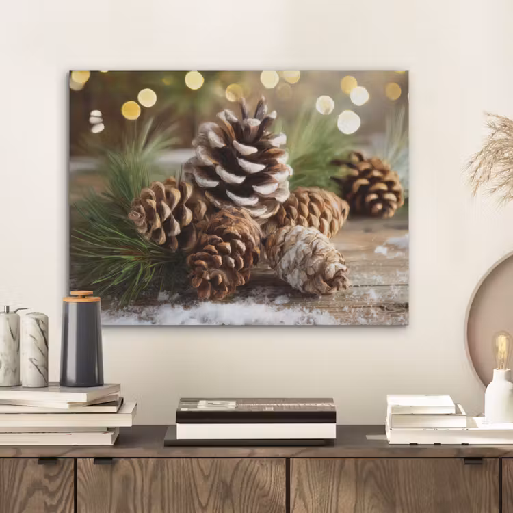 Dennenappels - Kerstsfeer - Bruin - Groen PET vilt klein -sfeer1