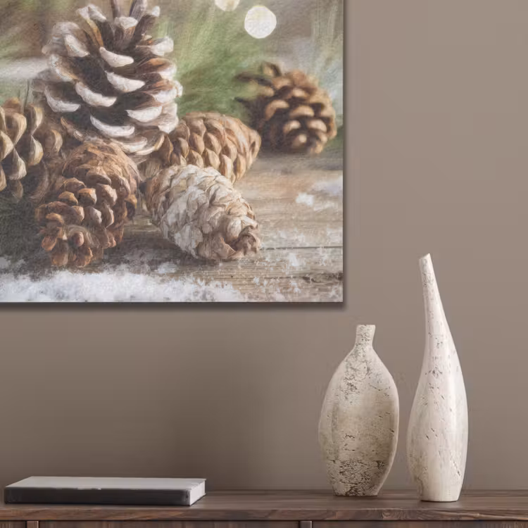 Dennenappels - Kerstsfeer - Bruin - Groen PET vilt klein -sfeer6_closeup