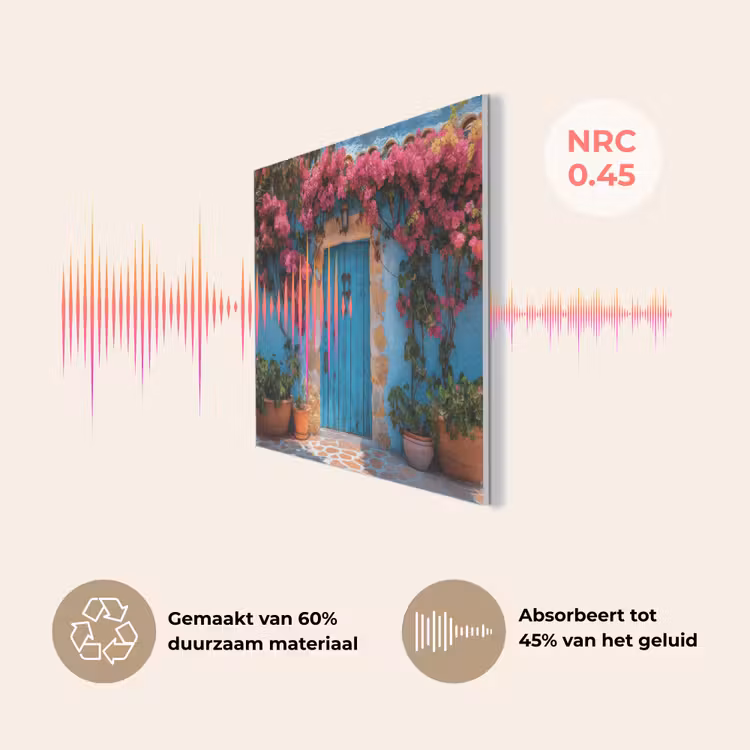 Deur - Hout - Bloemen - Blauw PET vilt klein -USP_NL