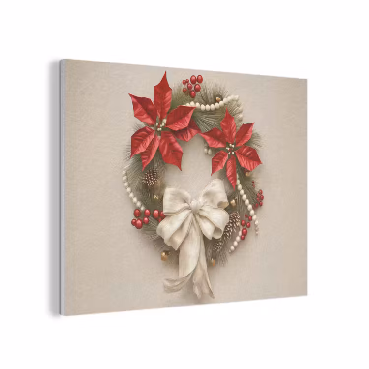 Deurkrans - Strik - Kerst - Rood - Groen PET vilt klein -3d