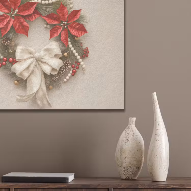 Deurkrans - Strik - Kerst - Rood - Groen PET vilt klein -sfeer6_closeup