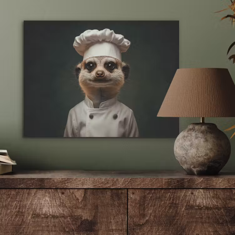Dier - Kok - Stokstaartje PET vilt klein -sfeer2