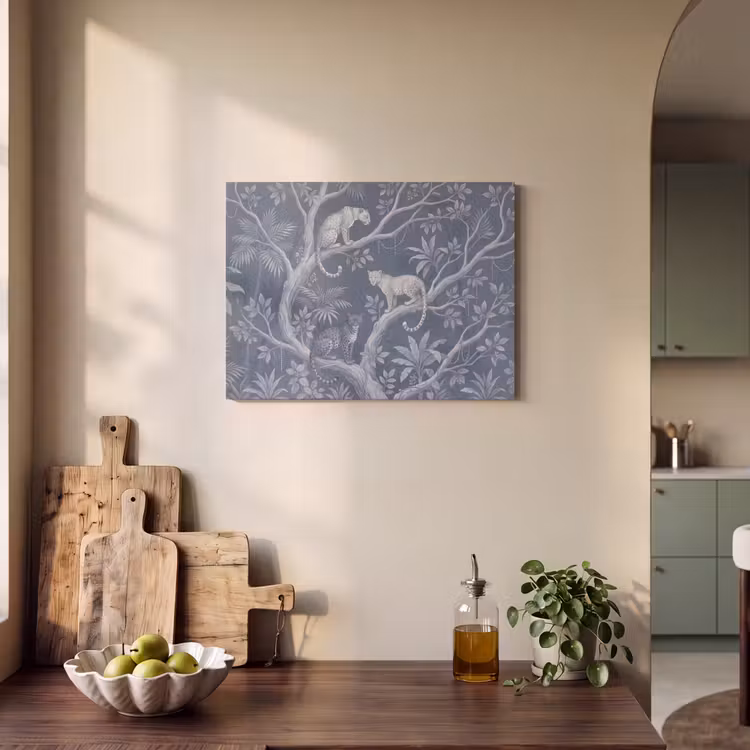Dieren - Jungle - Illustratie - Bomen - Blauw PET vilt klein -sfeer2