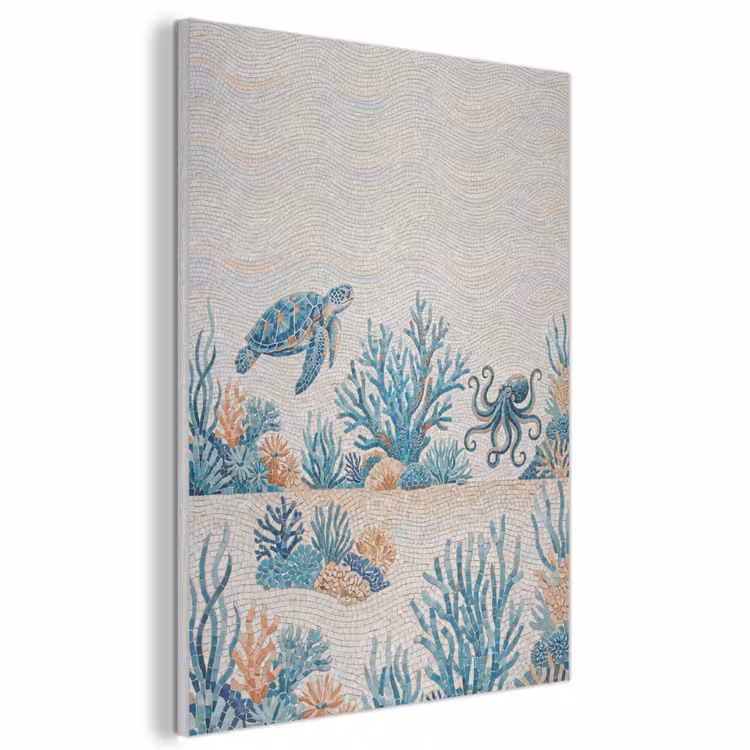 Dieren - Onderwater - Natuur - Mozaïek - Blauw PET vilt klein -3d