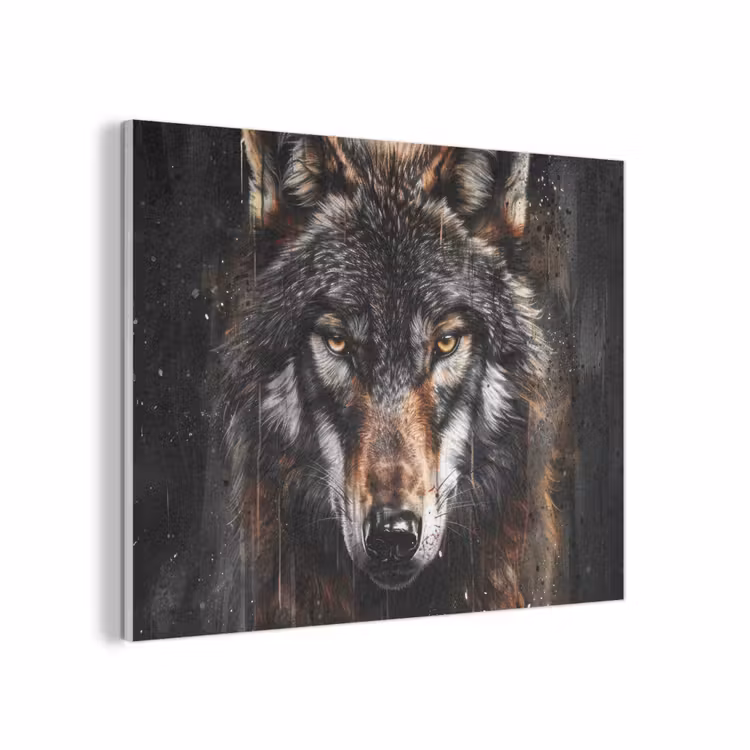 Dieren - Wolf - Portret - Zwart - Bruin PET vilt klein -3d