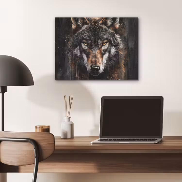 Dieren - Wolf - Portret - Zwart - Bruin PET vilt klein -sfeer5