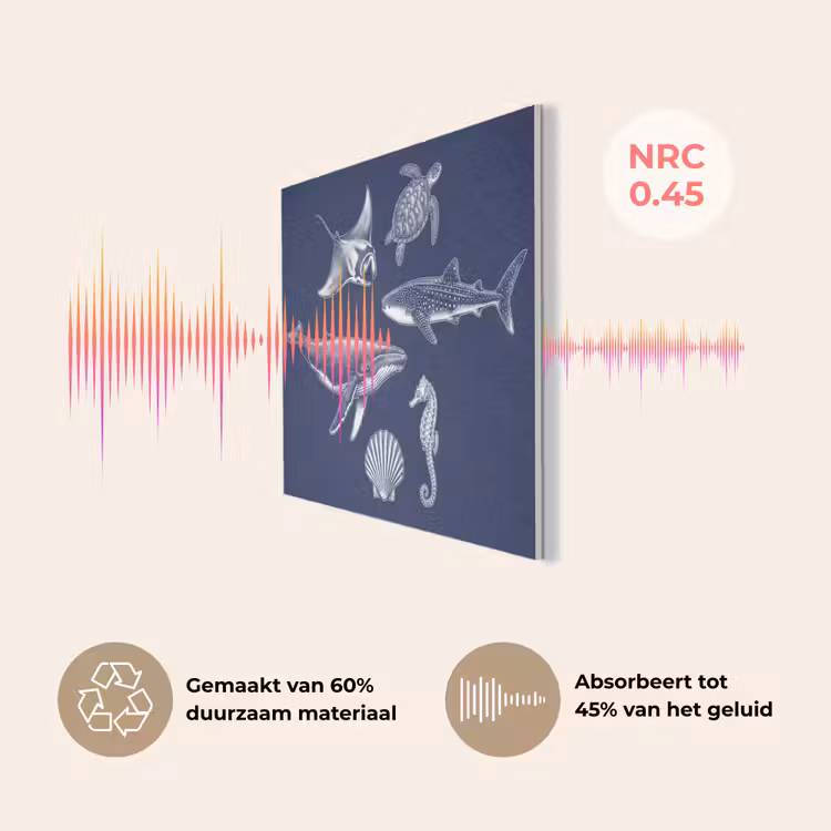 Dieren - Zeeleven - Oceaan - Graveren - Blauw PET vilt klein -USP_NL