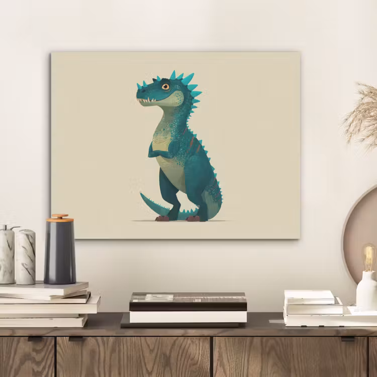 Dinosaurus - Turquoise - Stekels PET vilt klein -sfeer1