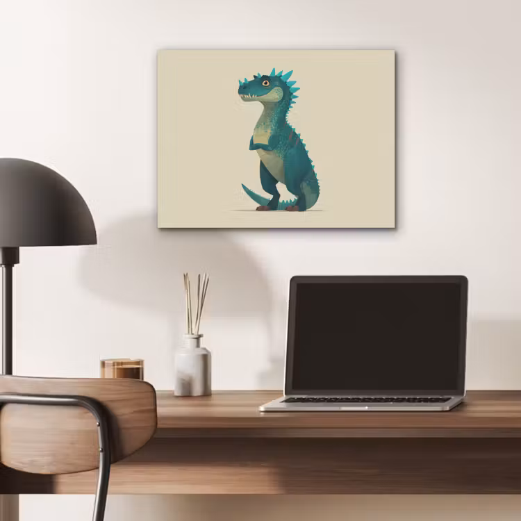 Dinosaurus - Turquoise - Stekels PET vilt klein -sfeer5