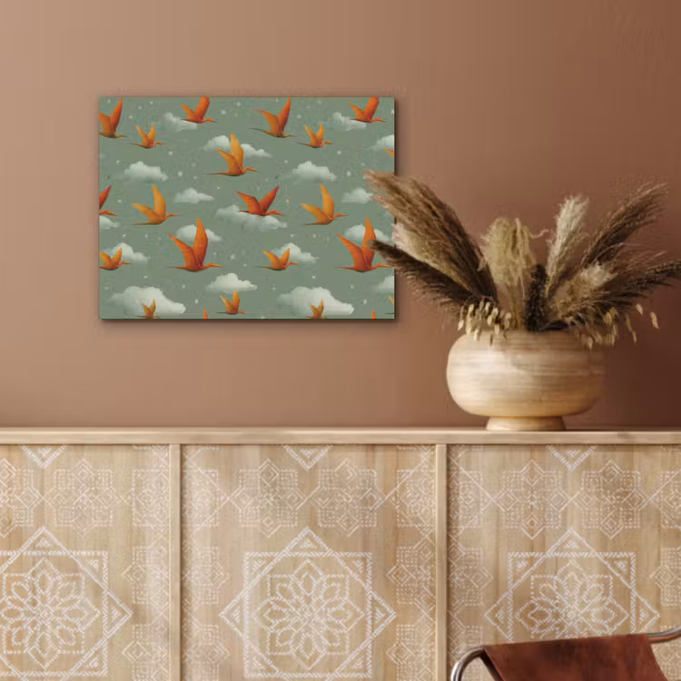 Dinosaurussen - Wolken - Sterren - Oranje PET vilt klein -sfeer4