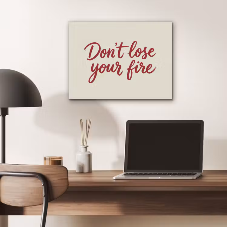 Don't lose your fire - Rood - Wit - Minimalistisch PET vilt klein -sfeer5