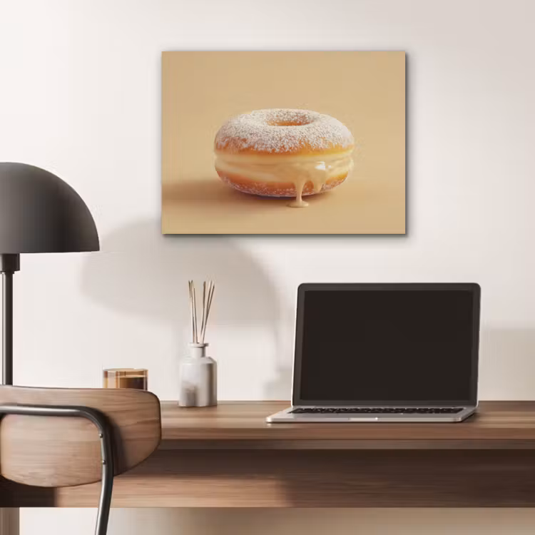 Donut - Romig - Poedersuiker - Beige PET vilt klein -sfeer5