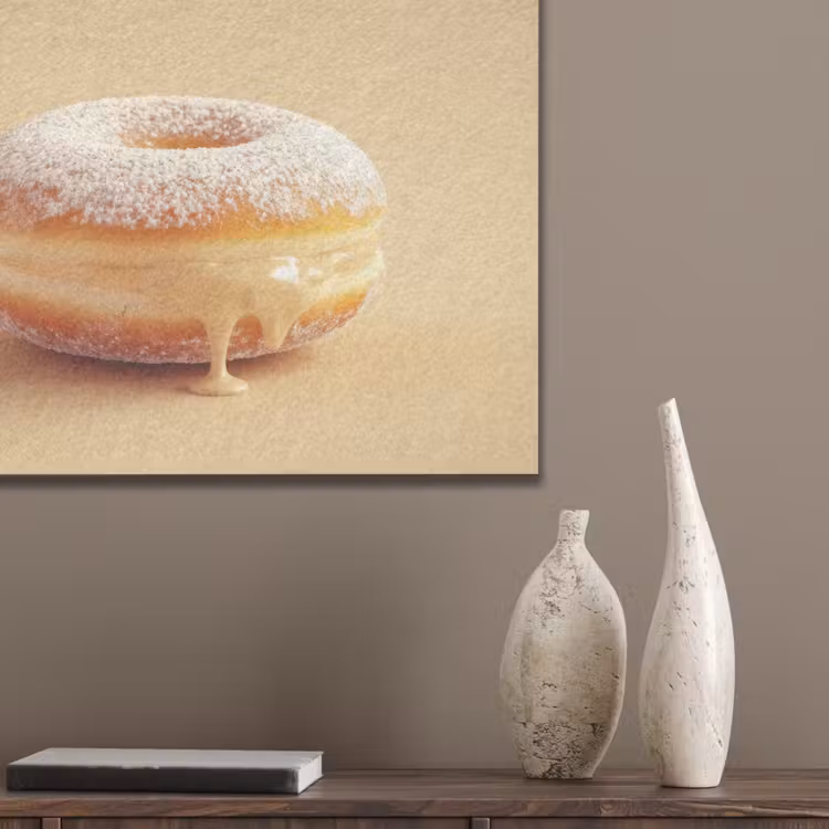 Donut - Romig - Poedersuiker - Beige PET vilt klein -sfeer6_closeup