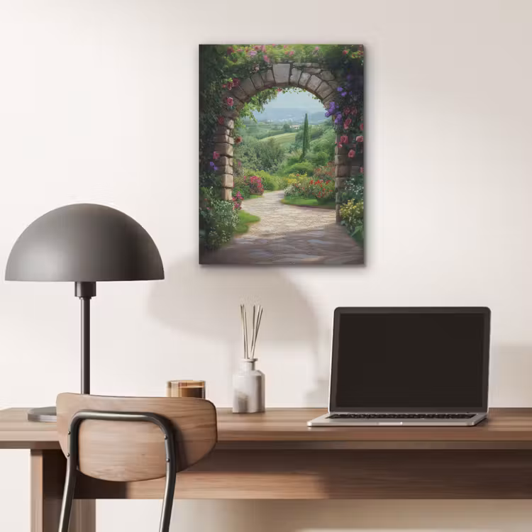 Doorkijk - Landschap - Bloemen - Pad - Uitzicht PET vilt klein -sfeer5