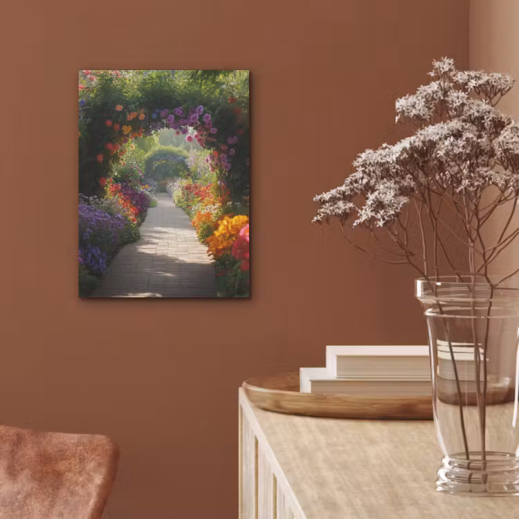 Doorkijk - Pad - Bloemen - Struik - Kleurrijk PET vilt klein -sfeer4