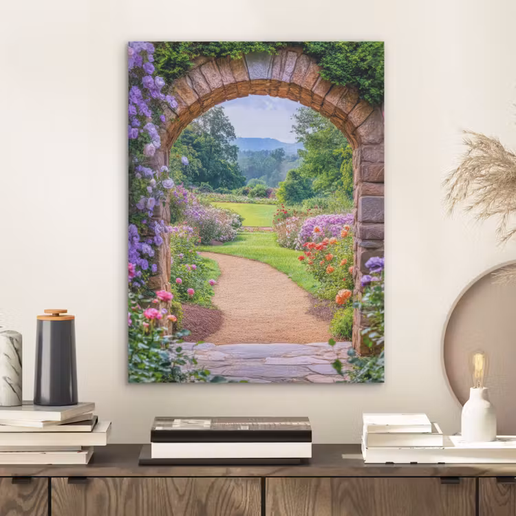 Doorkijk - Poort - Bloemen - Tuin PET vilt klein -sfeer1