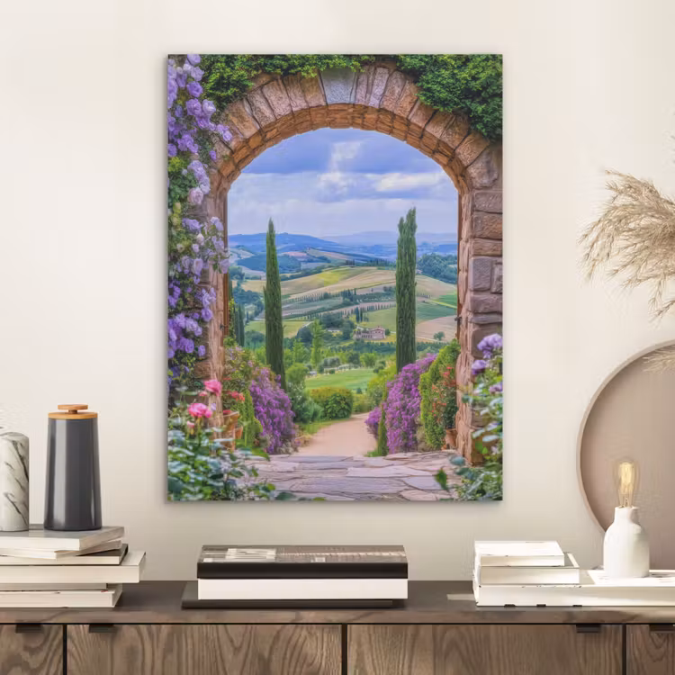 Doorkijk - Toscane - Landschap - Poort PET vilt klein -sfeer1
