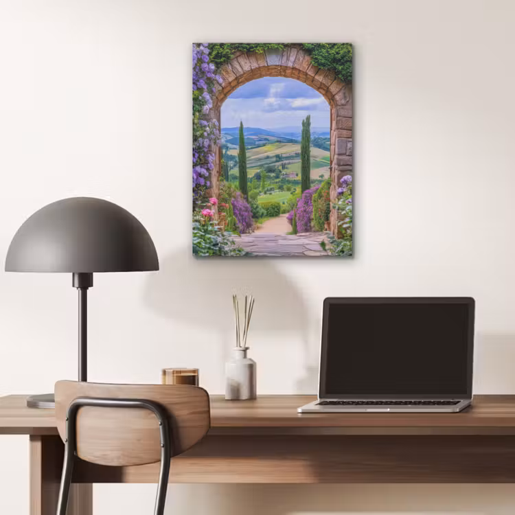 Doorkijk - Toscane - Landschap - Poort PET vilt klein -sfeer5