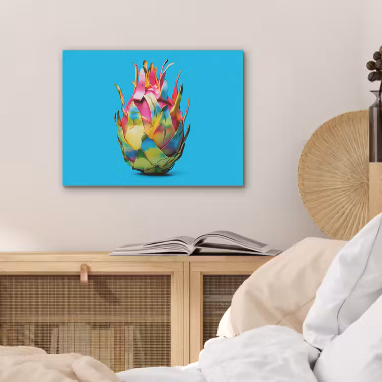 Drakenfruit - Blauw - Levendig PET vilt klein -sfeer3