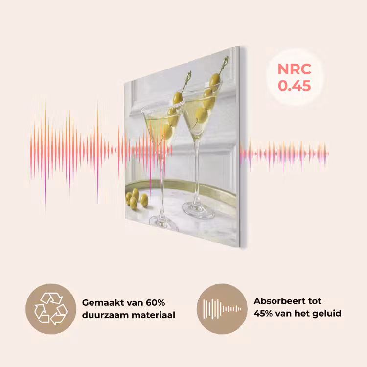 Drank - Martini - Olijven - Modern - Wit PET vilt klein -USP_NL