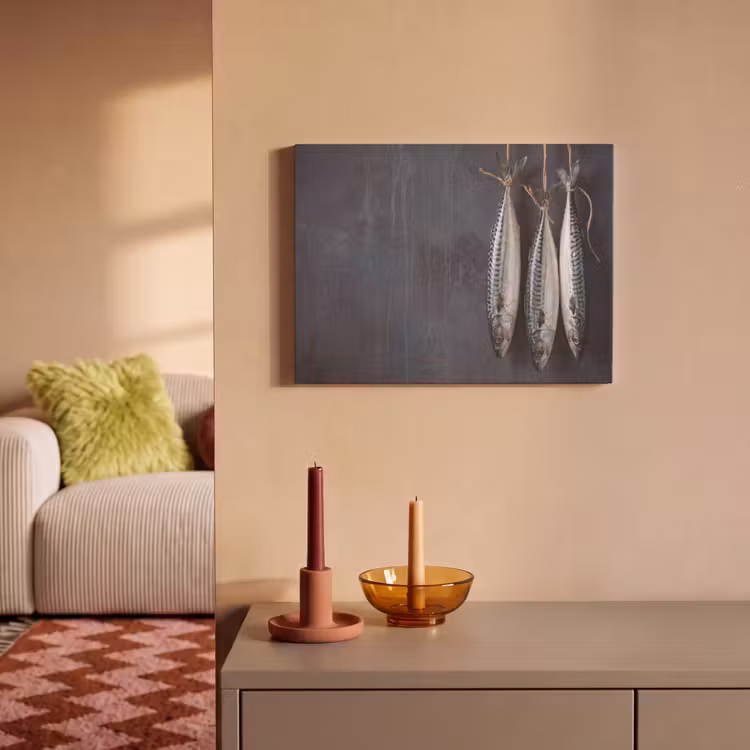 Akoestisch schilderij - Drie vissen - Touw - Drie vissen - Touw PET vilt klein
