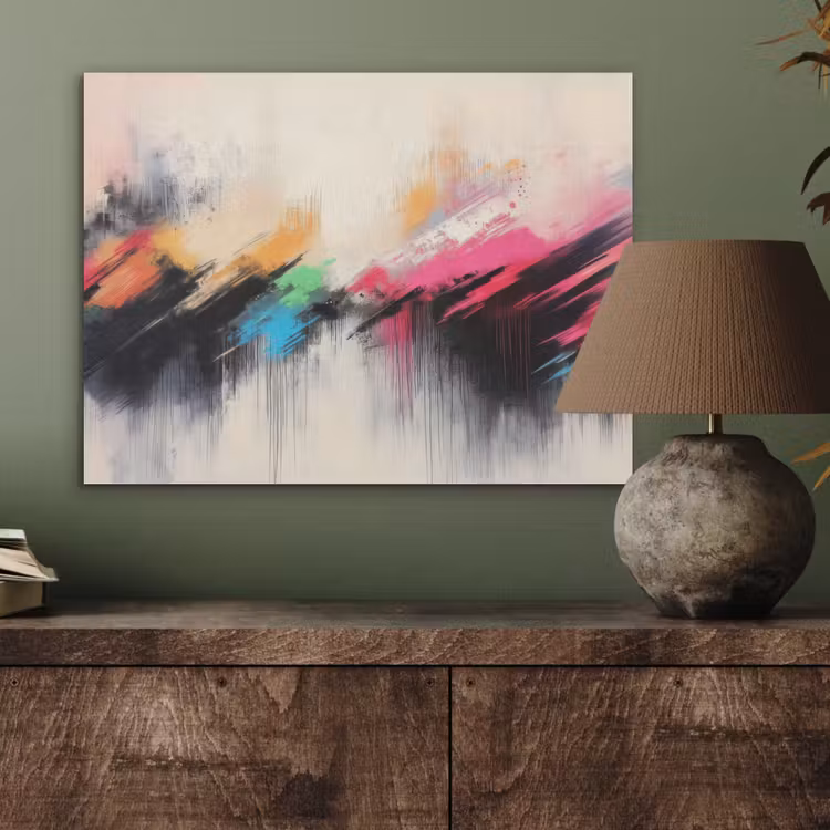 Dynamisch - Abstract - Kleurrijk - Zwart PET vilt klein -sfeer2