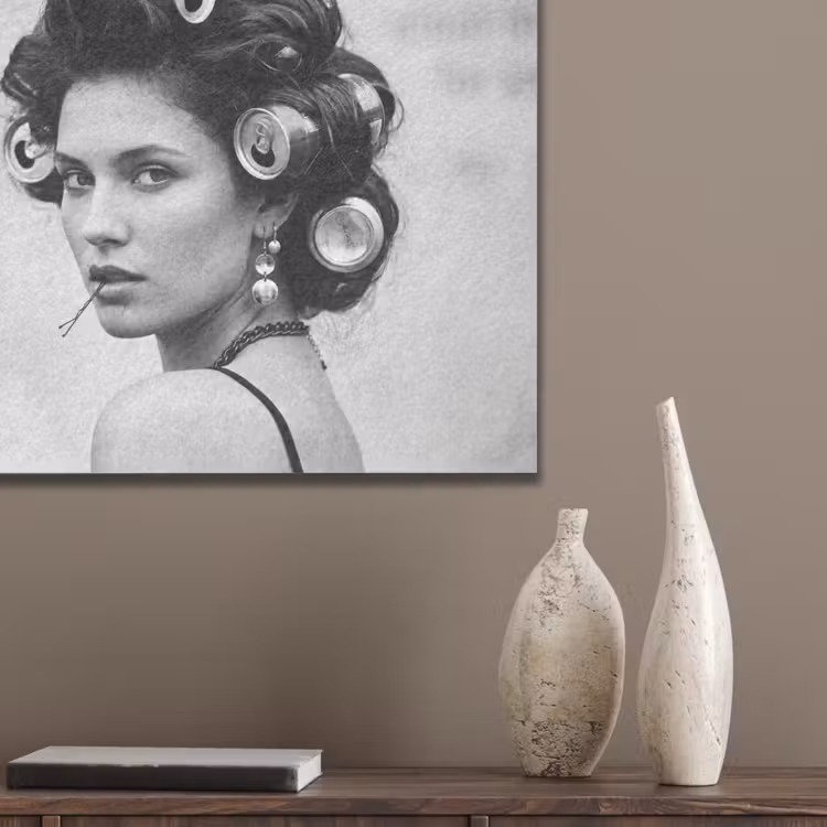 Edgy - Vrouw - Zwart - Wit PET vilt klein -sfeer6_closeup