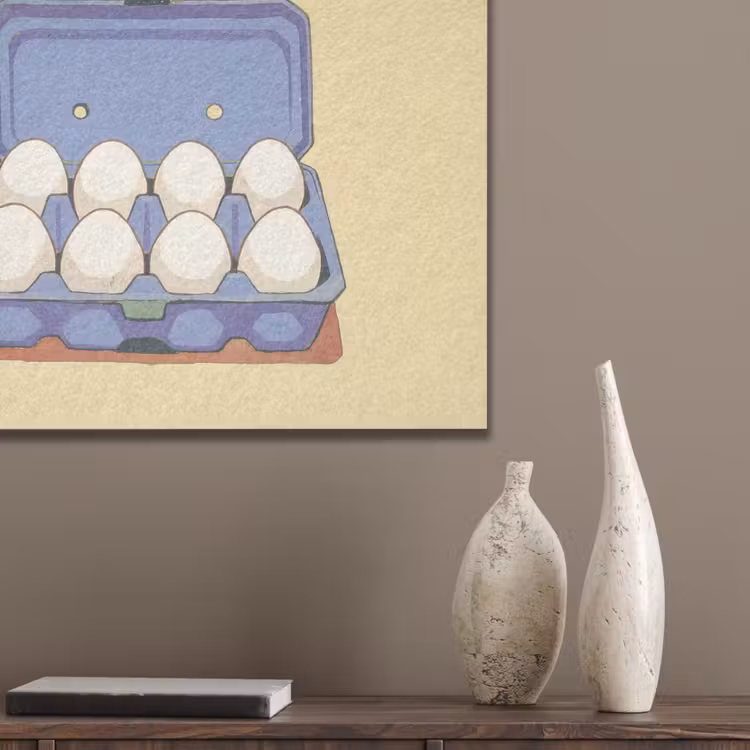 Eieren - Doos - Minimalistisch - Blauw PET vilt klein -sfeer6_closeup