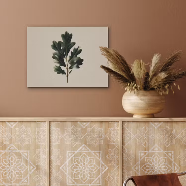 Eikenbladeren - Beige - Groen - Golvende randen PET vilt klein -sfeer4