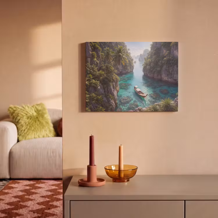 Eiland - Tropisch - Water - Palmbomen - Natuur PET vilt klein -sfeer1