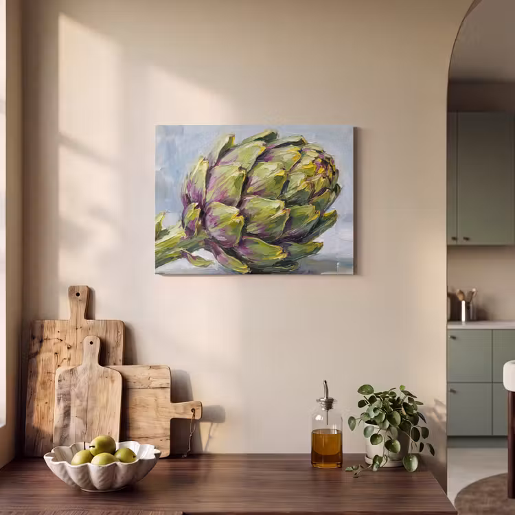 Akoestisch schilderij - Eten - Artisjok - Modern - Eten - Artisjok - Modern PET vilt klein