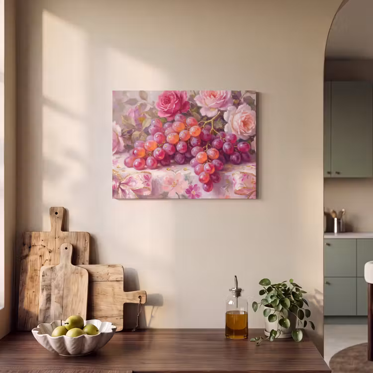 Eten - Bloemen - Stilleven - Roze - Goud PET vilt klein -sfeer2