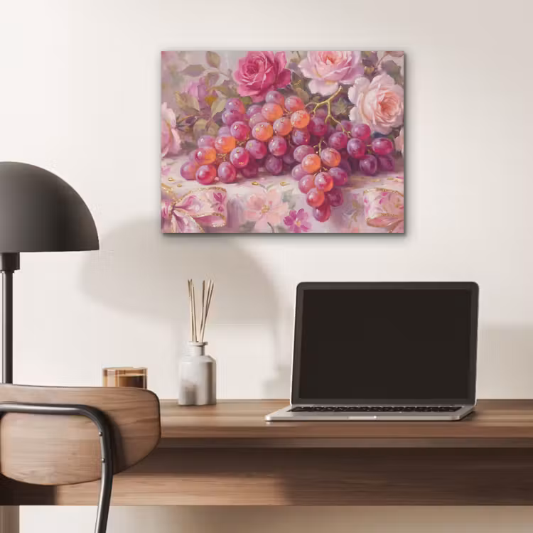 Eten - Bloemen - Stilleven - Roze - Goud PET vilt klein -sfeer5