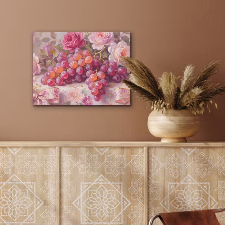 Eten - Bloemen - Stilleven - Roze - Goud PET vilt klein -sfeer4