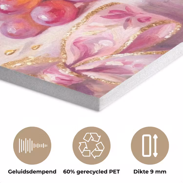 Eten - Bloemen - Stilleven - Roze - Goud PET vilt klein -closeup_NL