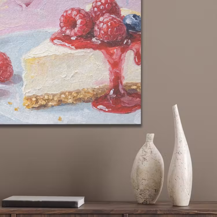 Eten - Cheesecake - Bessen - Abstract - Roze PET vilt klein -sfeer6_closeup