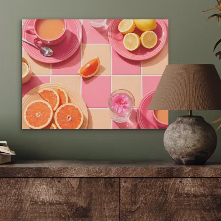 Eten - Citrusvruchten - Stillevens - Roze - Oranje PET vilt klein -sfeer2