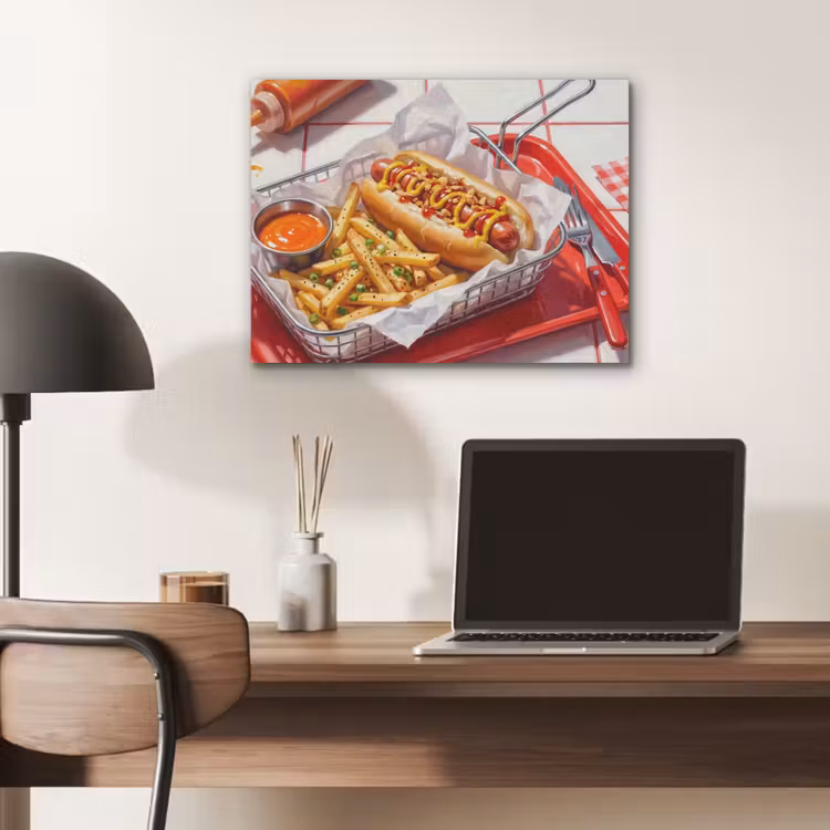 Eten - Hotdog - Fastfood - Modern - Rood PET vilt klein -sfeer5